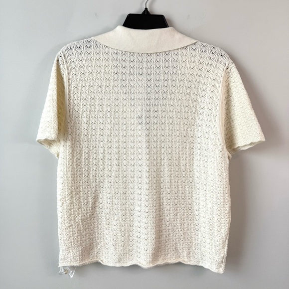ASTR The Label Pearl Button Pointelle Polo Sweater Off White‎ XL - Picture 6 of 8
